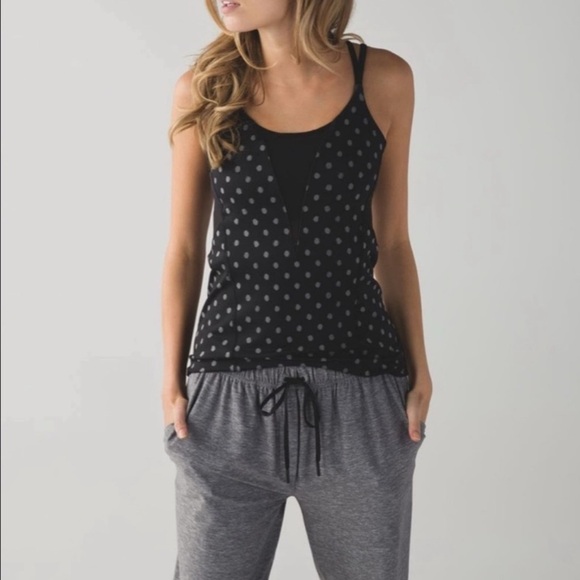 Lululemon Athletica Black Polka Dot exquisite Tank Top - Picture 1 of 7